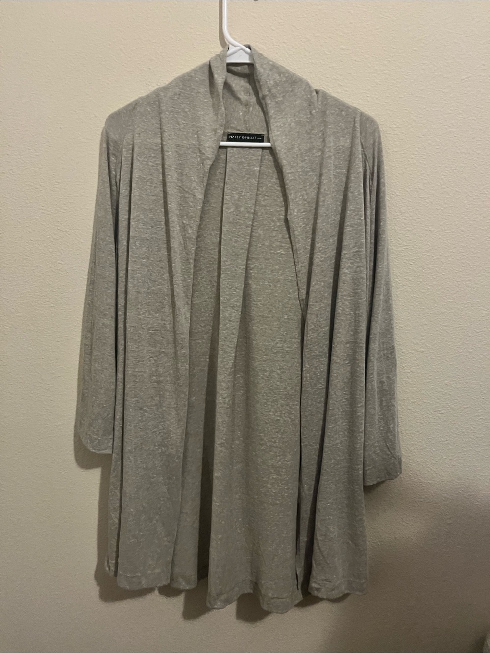 Nally & Millie USA Light Gray Draped Open Cardigan